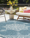 Patio Heritage Collection Area Rug -  Charleston (Teal) Square Teal  lifestyle 26