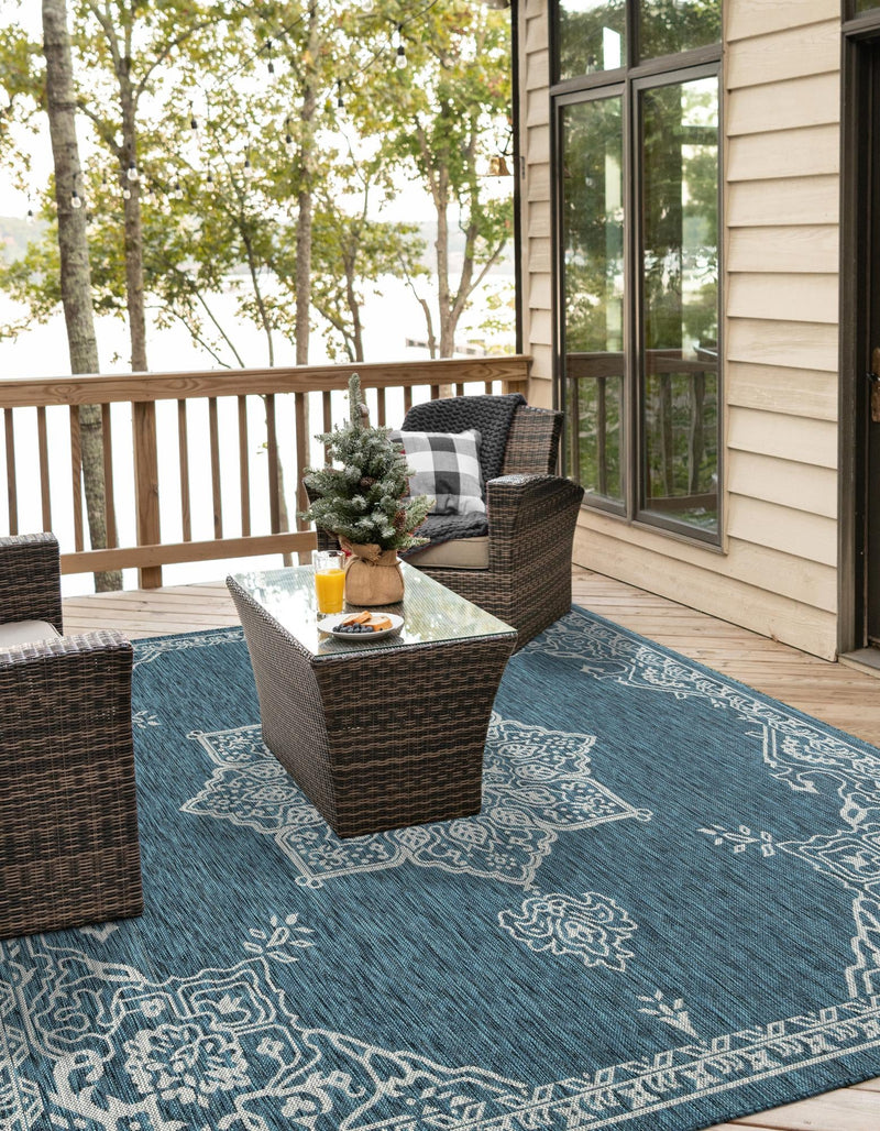 Patio Heritage Collection Area Rug -  Charleston (Teal) Square Teal  lifestyle 27