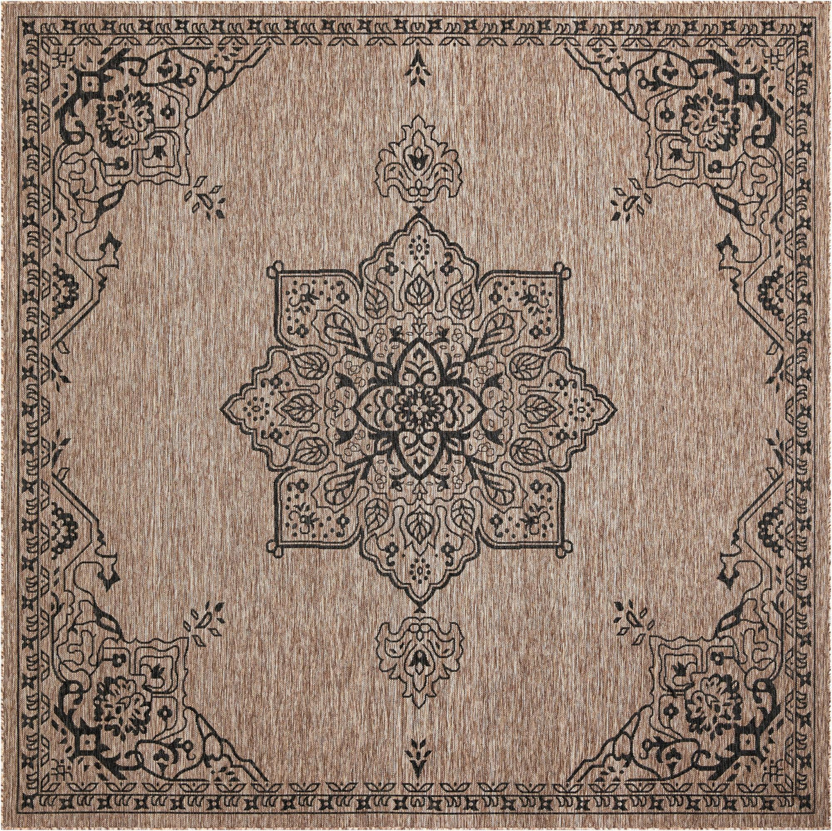 Patio Heritage Collection Area Rug -  Charleston (Beige) Square Beige  lifestyle 50