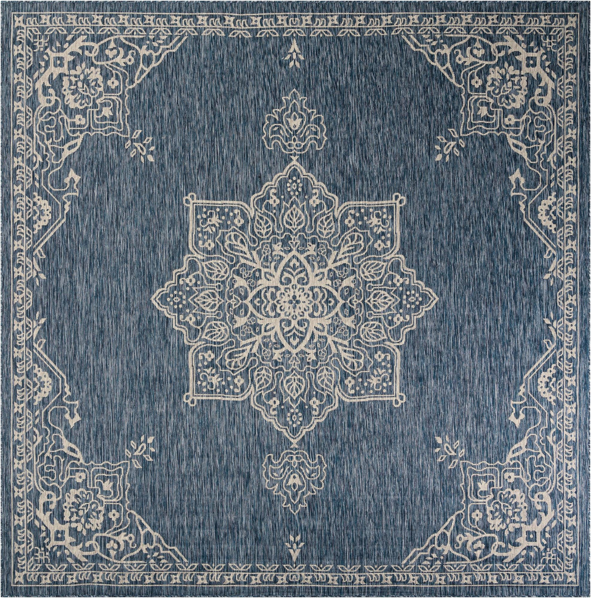 Patio Heritage Collection Area Rug -  Charleston (Blue) Square Blue  lifestyle 37
