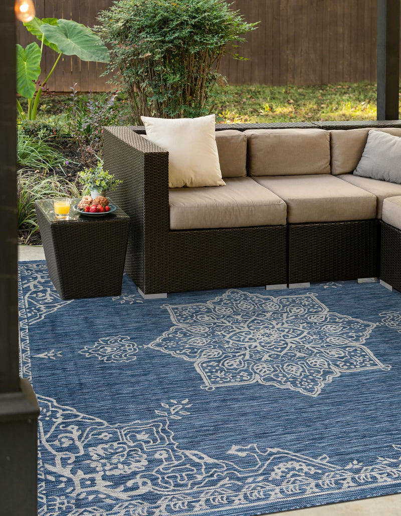 Patio Heritage Collection Area Rug -  Charleston (Blue) Square Blue  lifestyle 20