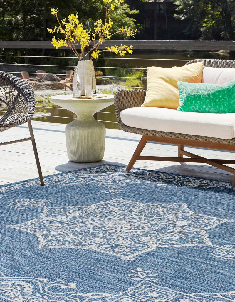 Patio Heritage Collection Area Rug -  Charleston (Blue) Square Blue  lifestyle 23