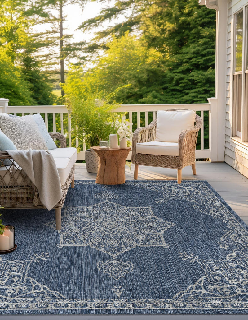 Patio Heritage Collection Area Rug -  Charleston (Blue) Square Blue  lifestyle 31