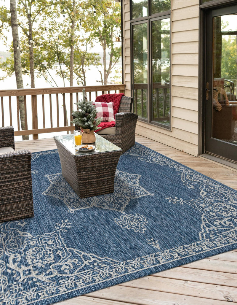 Patio Heritage Collection Area Rug -  Charleston (Blue) Square Blue  lifestyle 32