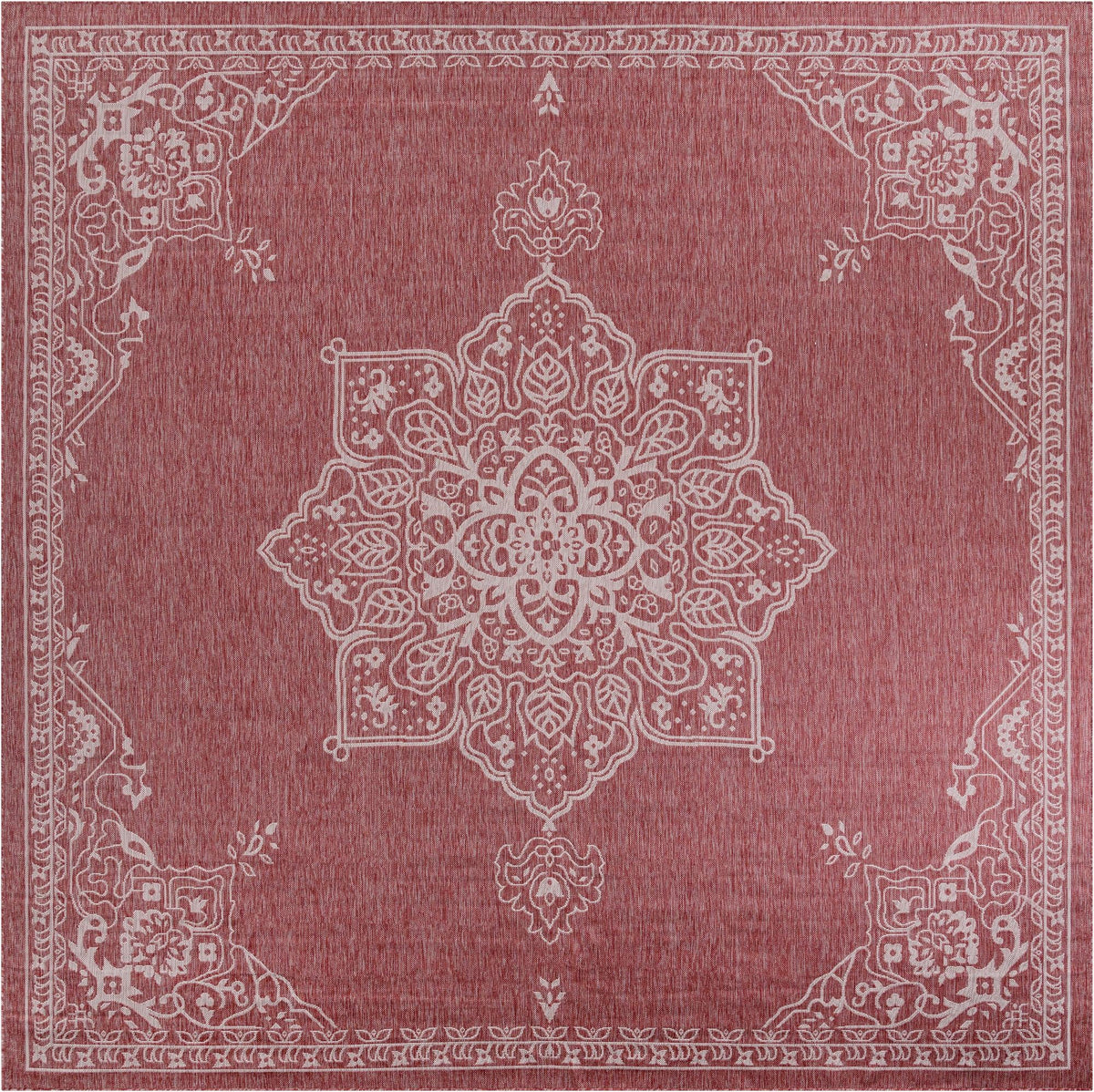 Patio Heritage Collection Area Rug -  Charleston (Rust Red) Square Rust Red  lifestyle 43