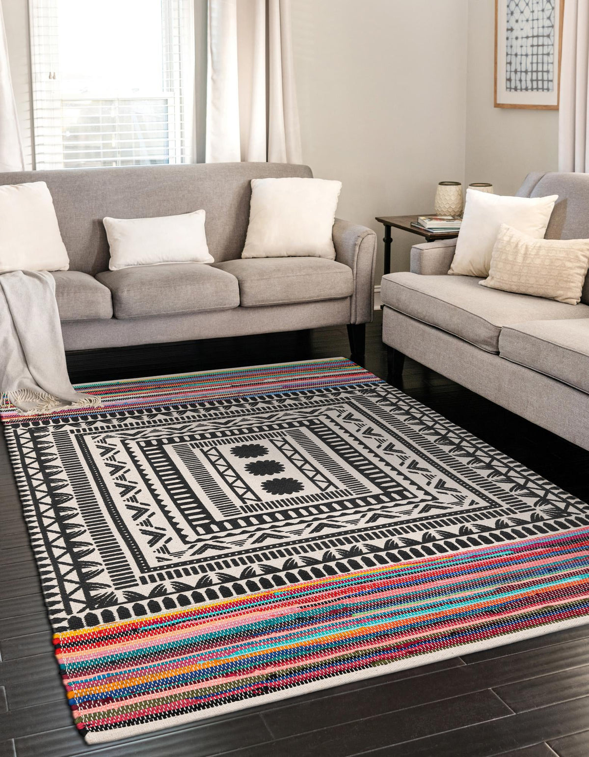 Thar Cotton Collection Area Rug -  Kovalam Rectangle Multi  lifestyle 2
