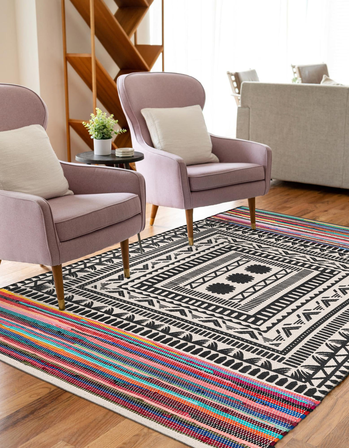 Thar Cotton Collection Area Rug -  Kovalam Rectangle Multi  lifestyle 5