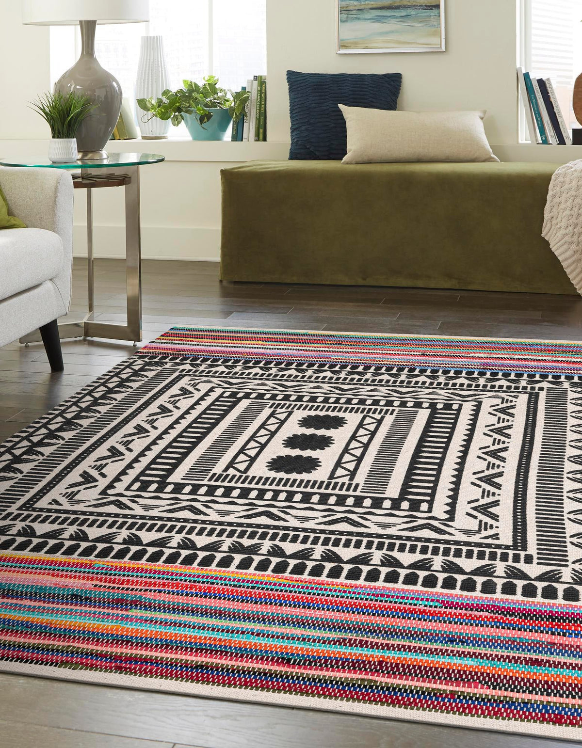 Thar Cotton Collection Area Rug -  Kovalam Rectangle Multi  lifestyle 9