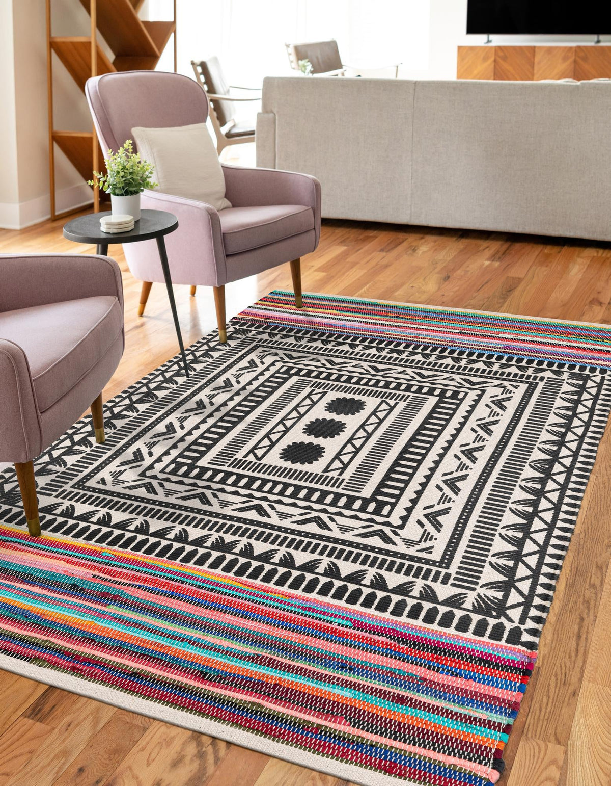 Thar Cotton Collection Area Rug -  Kovalam Rectangle Multi  lifestyle 10
