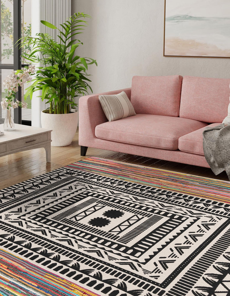 Thar Cotton Collection Area Rug -  Kovalam Square Multi  lifestyle 23
