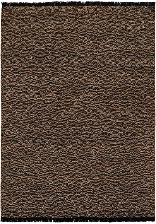 Woven Seaside Jute Collection Area Rug - Oia Rectangle Black and Natural Main