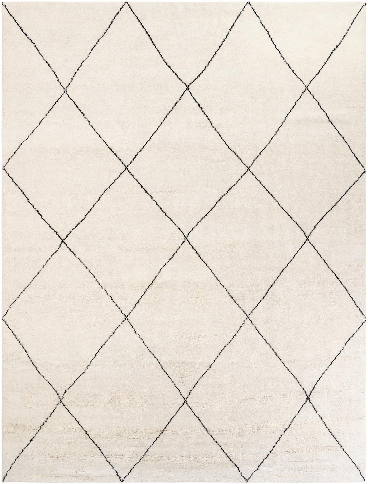 Zouina Berber Wool Collection Area Rug - Atlas Rectangle Ivory and Black Main