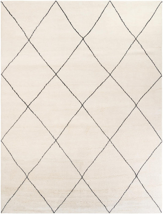 Zouina Berber Wool Collection Area Rug - Atlas Rectangle Ivory and Black Main