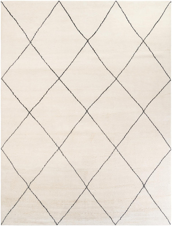 Zouina Berber Wool Collection Area Rug - Atlas Rectangle Ivory and Black Main
