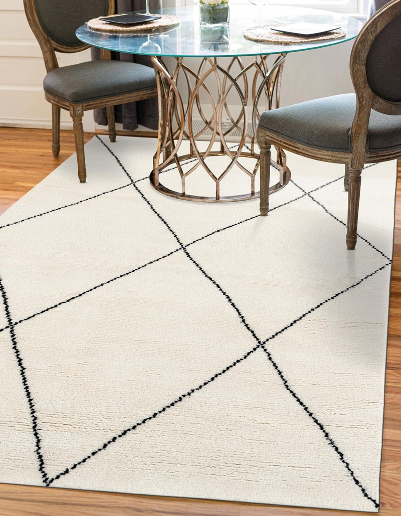 Zouina Berber Wool Collection Area Rug - Atlas Rectangle Ivory and Black  lifestyle 2