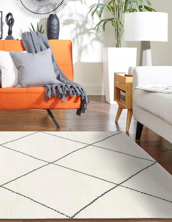 Zouina Berber Wool Collection Area Rug - Atlas Rectangle Ivory and Black  lifestyle 5
