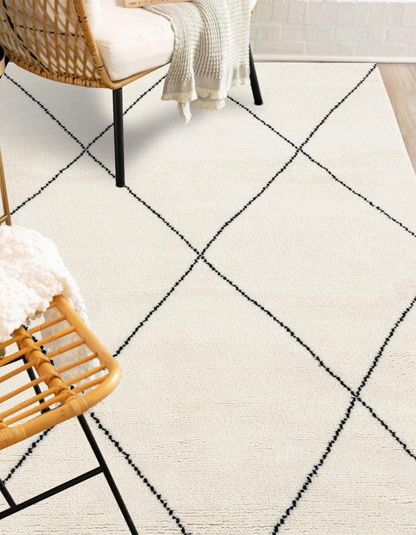 Zouina Berber Wool Collection Area Rug - Atlas Rectangle Ivory and Black  lifestyle 9