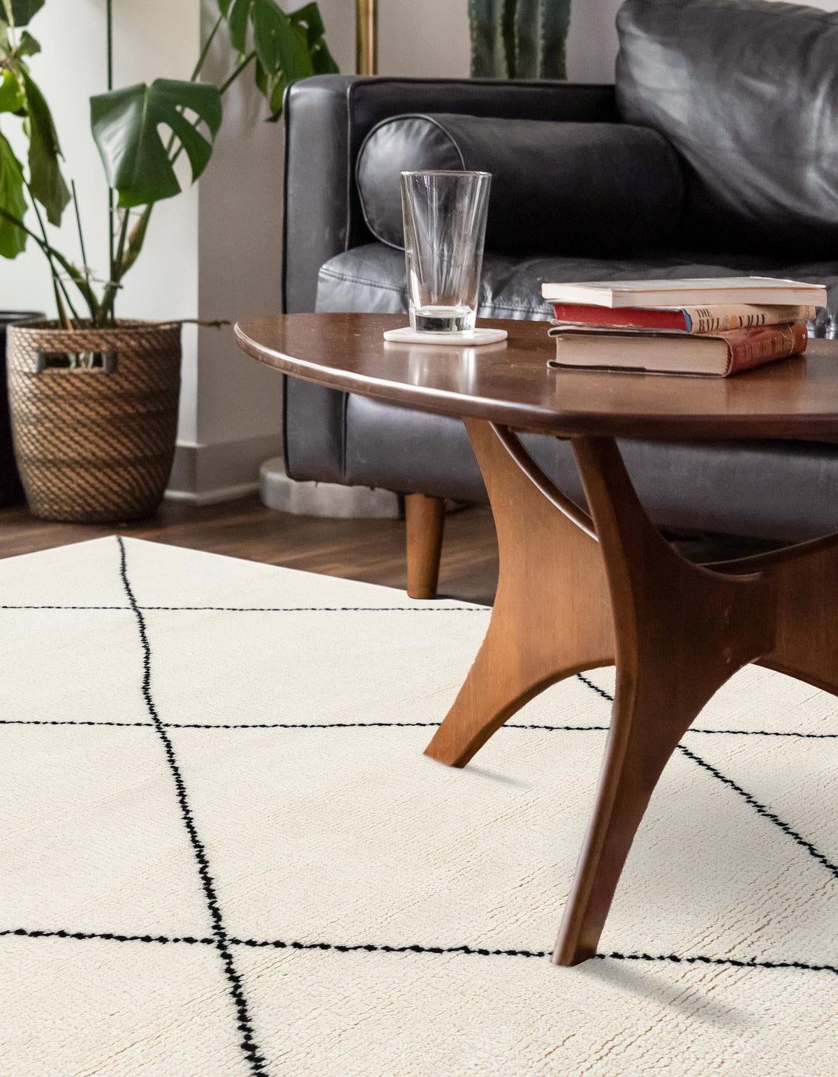 Zouina Berber Wool Collection Area Rug - Atlas Rectangle Ivory and Black  lifestyle 11