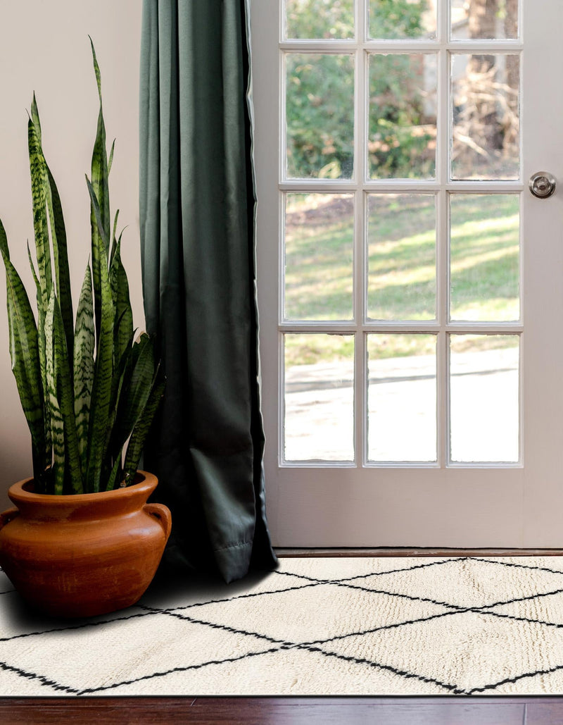 Zouina Berber Wool Collection Area Rug - Atlas Runner Ivory and Black  lifestyle 29