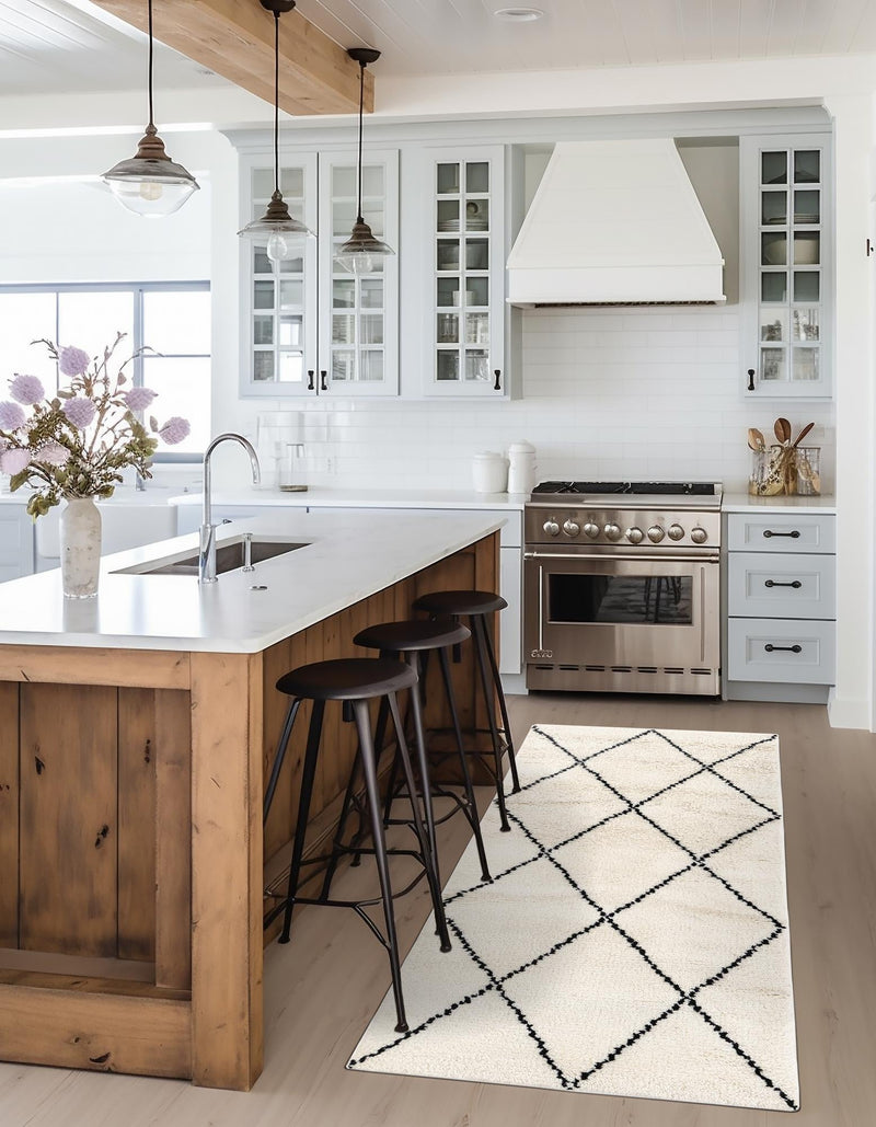 Zouina Berber Wool Collection Area Rug - Atlas Runner Ivory and Black  lifestyle 33