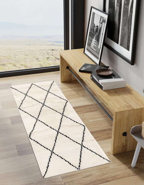Zouina Berber Wool Collection Area Rug - Atlas Runner Ivory and Black  lifestyle 35