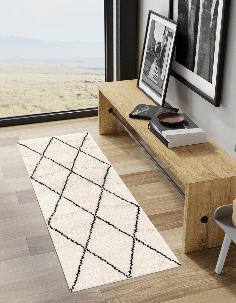 Zouina Berber Wool Collection Area Rug - Atlas Runner Ivory and Black  lifestyle 35