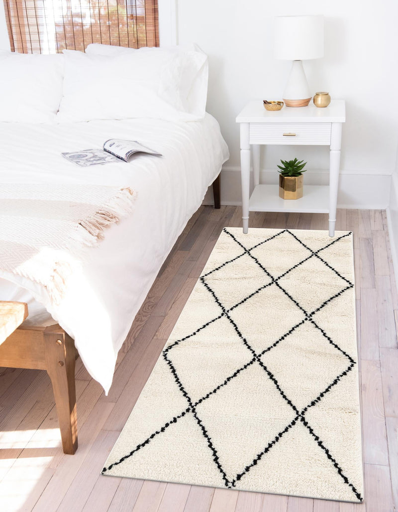 Zouina Berber Wool Collection Area Rug - Atlas Runner Ivory and Black  lifestyle 41