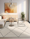 Zouina Berber Wool Collection Area Rug - Atlas Square Ivory and Black  lifestyle 24