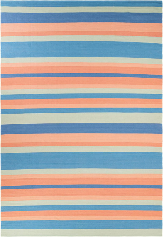 Coastal Stripe Dhurrie Collection Area Rug - Seashore Rectangle Multi Main