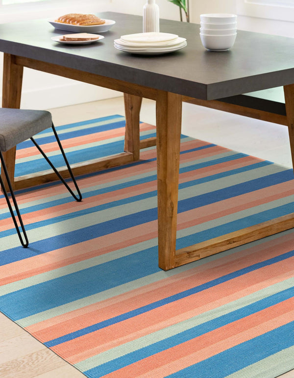 Coastal Stripe Dhurrie Collection Area Rug - Seashore Rectangle Multi  lifestyle 5