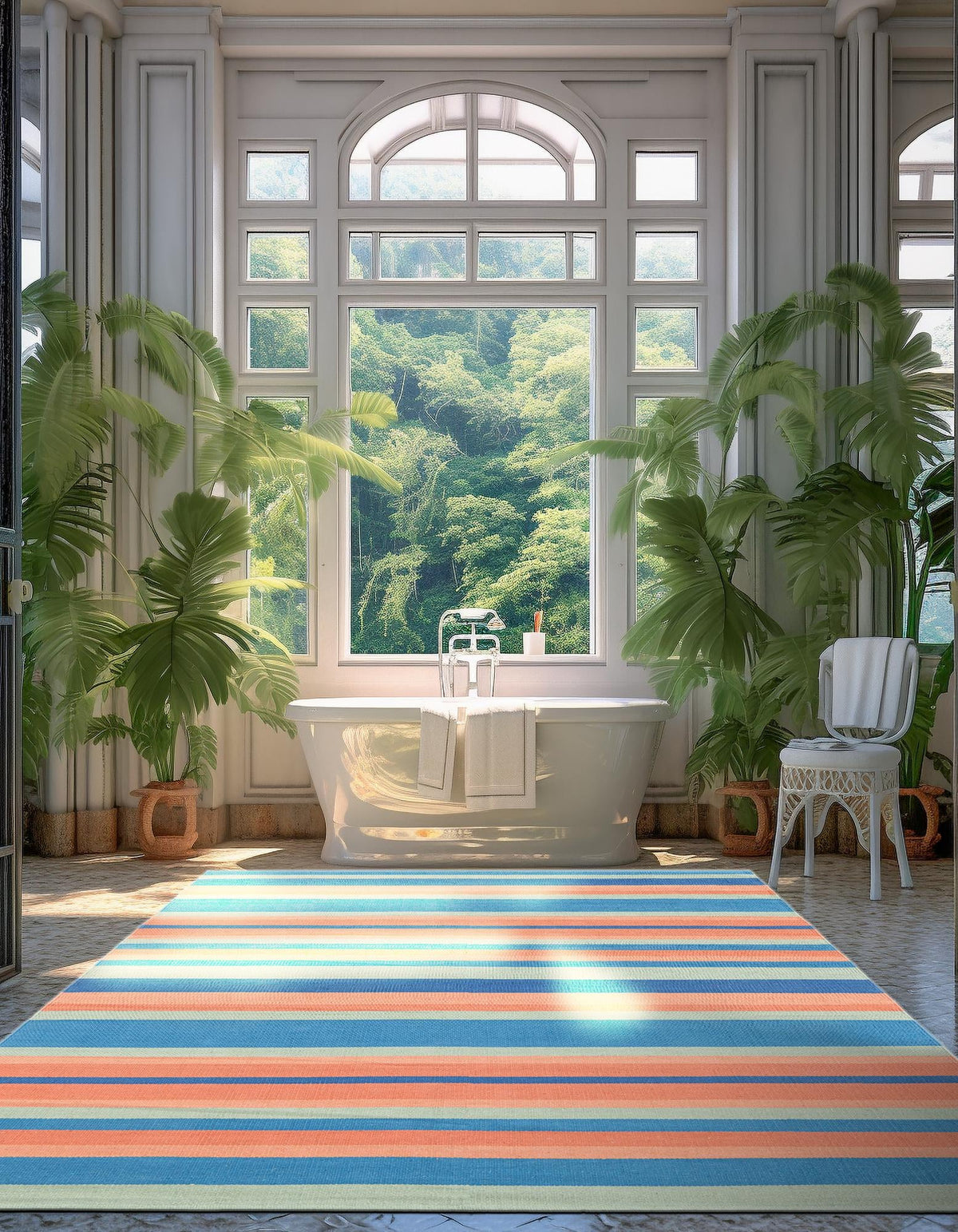 Coastal Stripe Dhurrie Collection Area Rug - Seashore Rectangle Multi  lifestyle 7