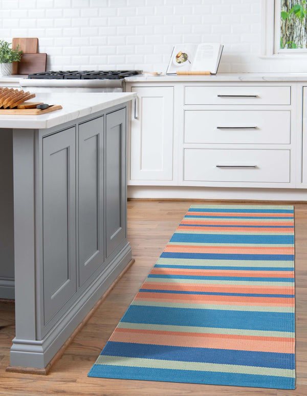 Coastal Stripe Dhurrie Collection Area Rug - Seashore Runner Multi  lifestyle 55