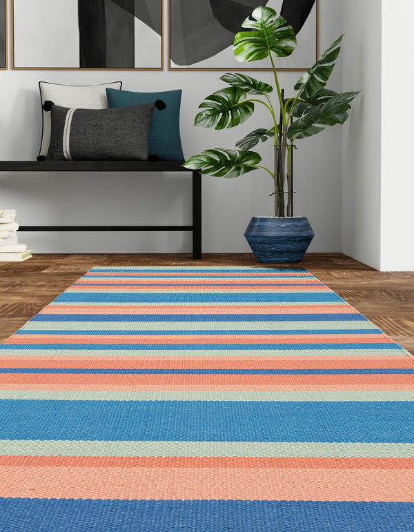 Coastal Stripe Dhurrie Collection Area Rug - Seashore Runner Multi  lifestyle 59