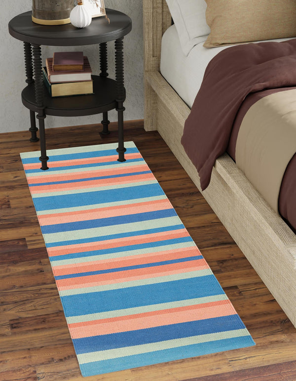 Coastal Stripe Dhurrie Collection Area Rug - Seashore Runner Multi  lifestyle 63