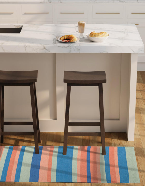 Coastal Stripe Dhurrie Collection Area Rug - Seashore Runner Multi  lifestyle 67
