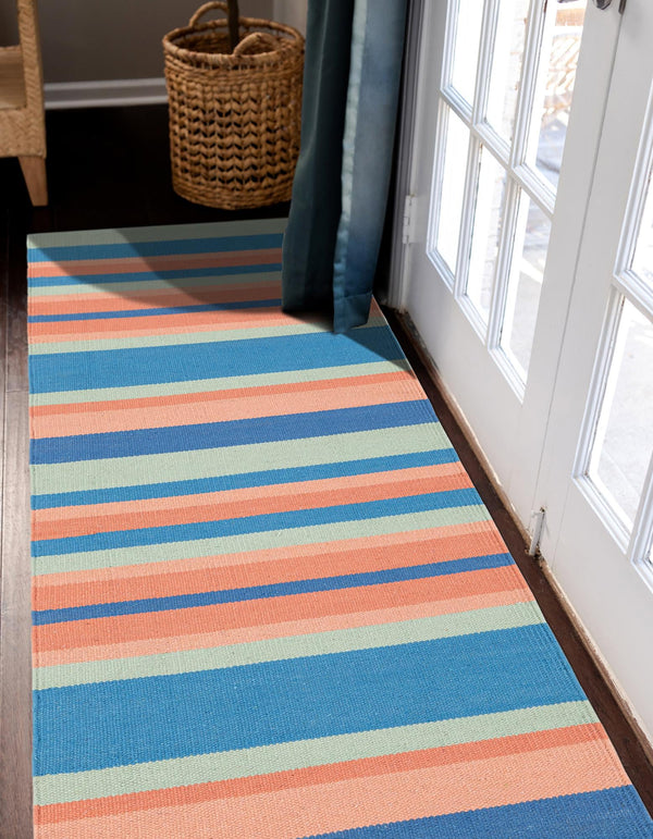 Coastal Stripe Dhurrie Collection Area Rug - Seashore Runner Multi  lifestyle 71