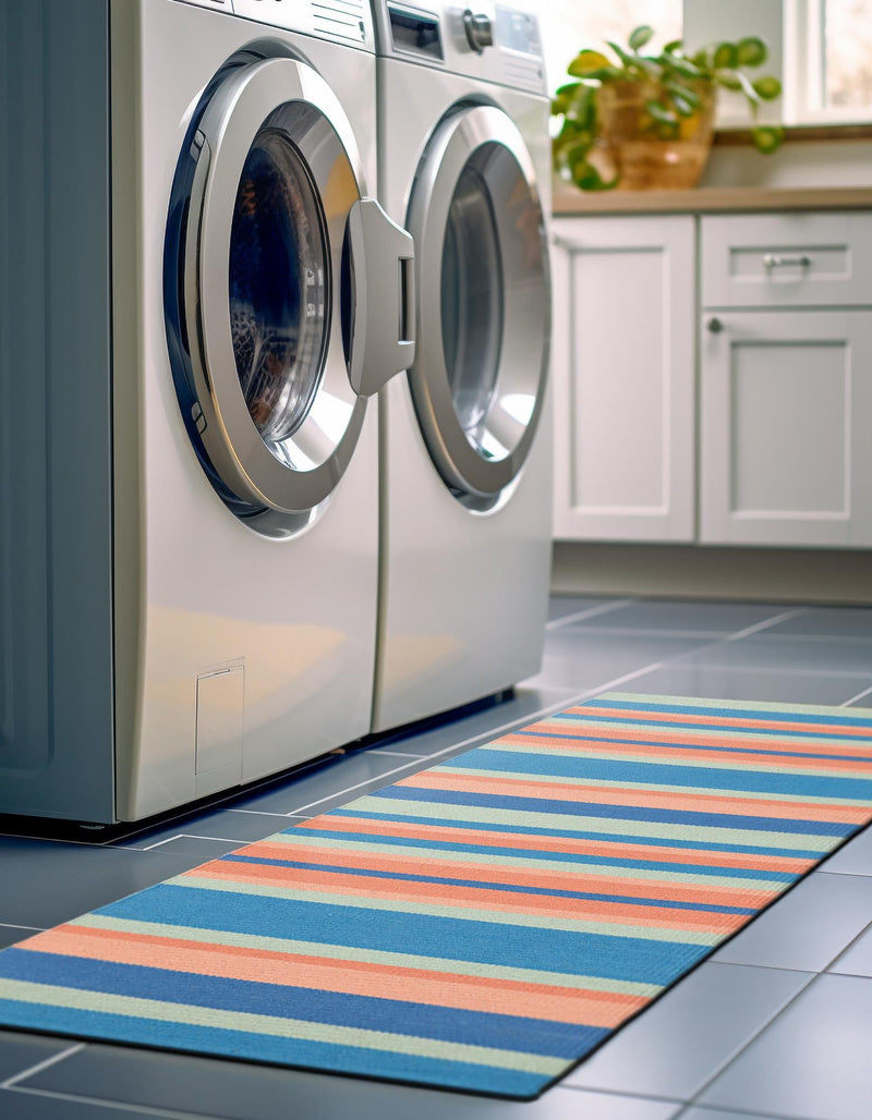 Coastal Stripe Dhurrie Collection Area Rug - Seashore Runner Multi  lifestyle 75