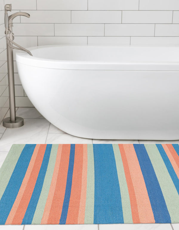 Coastal Stripe Dhurrie Collection Area Rug - Seashore Runner Multi  lifestyle 79