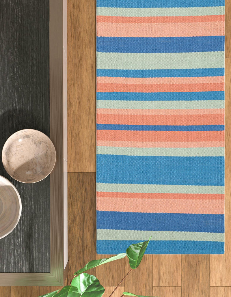 Coastal Stripe Dhurrie Collection Area Rug - Seashore Runner Multi  lifestyle 83