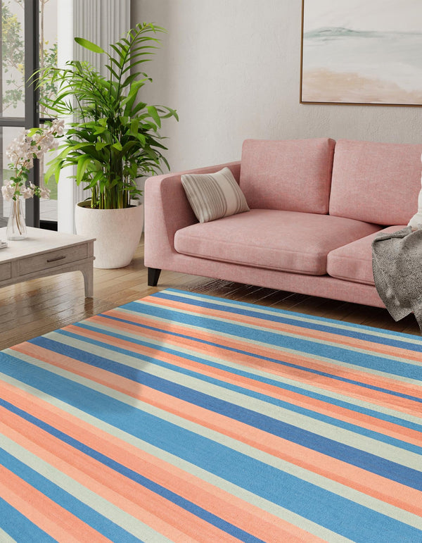 Coastal Stripe Dhurrie Collection Area Rug - Seashore Square Multi  lifestyle 68