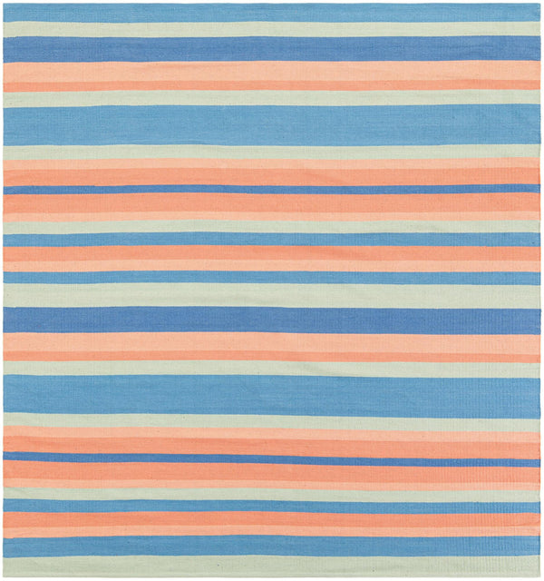 Coastal Stripe Dhurrie Collection Area Rug - Seashore Square Multi  lifestyle 44