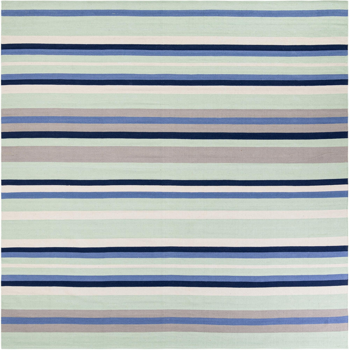 Coastal Stripe Dhurrie Collection Area Rug - Seashore Square Aqua Blue and Gray  lifestyle 45