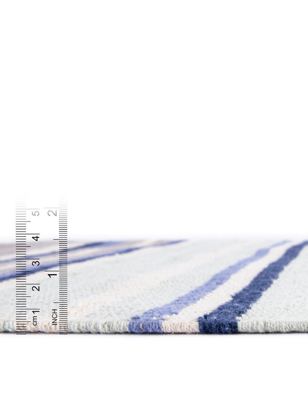 Coastal Stripe Dhurrie Collection Area Rug - Seashore Rectangle Aqua Blue and Gray  lifestyle 24