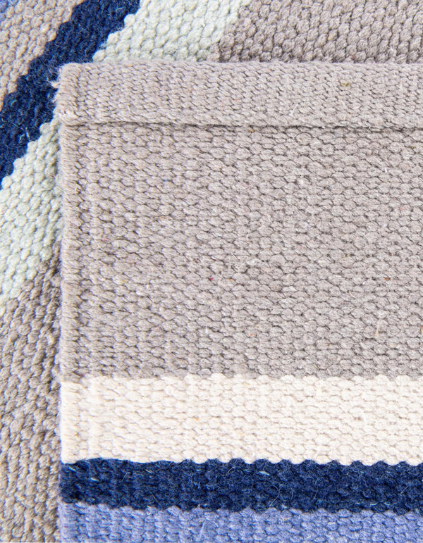 Coastal Stripe Dhurrie Collection Area Rug - Seashore Rectangle Aqua Blue and Gray  lifestyle 32
