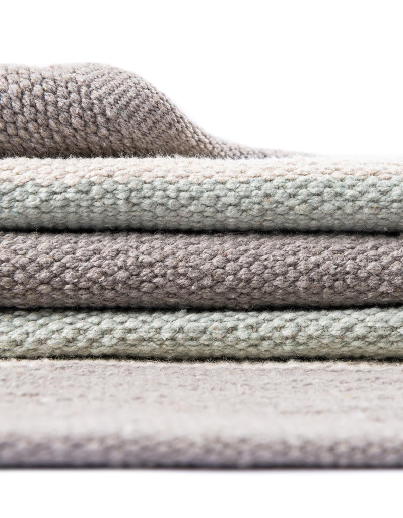 Coastal Stripe Dhurrie Collection Area Rug - Seashore Rectangle Aqua Blue and Gray  lifestyle 42
