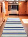 Coastal Stripe Dhurrie Collection Area Rug - Seashore Runner Aqua Blue and Gray  lifestyle 66