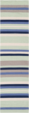 Coastal Stripe Dhurrie Collection Area Rug - Seashore Runner Aqua Blue and Gray  lifestyle 46