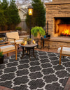 Garden Lattice Oasis Collection Area Rug - Arbor (Black) Square Black  lifestyle 3