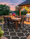 Garden Lattice Oasis Collection Area Rug - Arbor (Black) Square Black  lifestyle 6