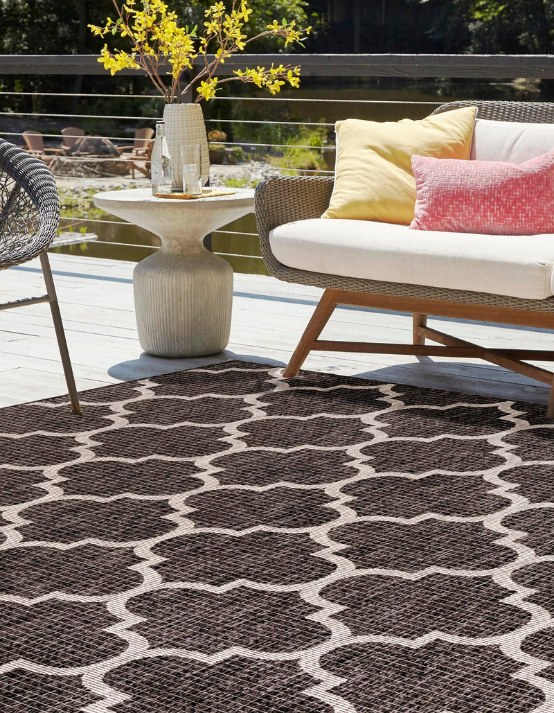 Garden Lattice Oasis Collection Area Rug - Arbor (Black) Square Black  lifestyle 7